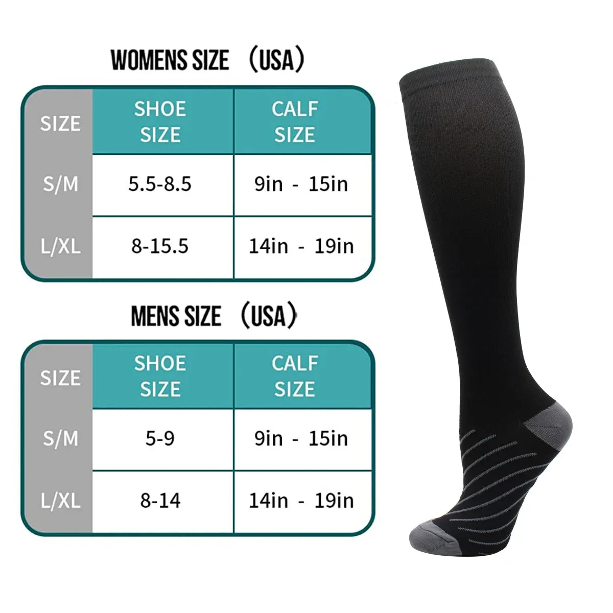 6 Pairs Women and Men Copper Black Compression