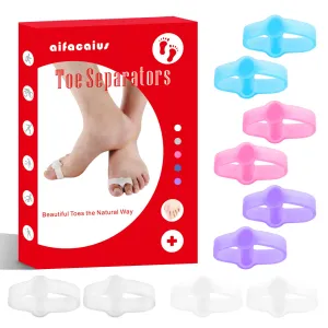 A Box of 12 Upgrade Bunion Corrector,Gel Toe Corrector,Toe Separators with 2 Loops, Big Toe Spacer Suitable for Bunion and Overlap Toe, Soft Gel Bunion Correctors (5 Colors)