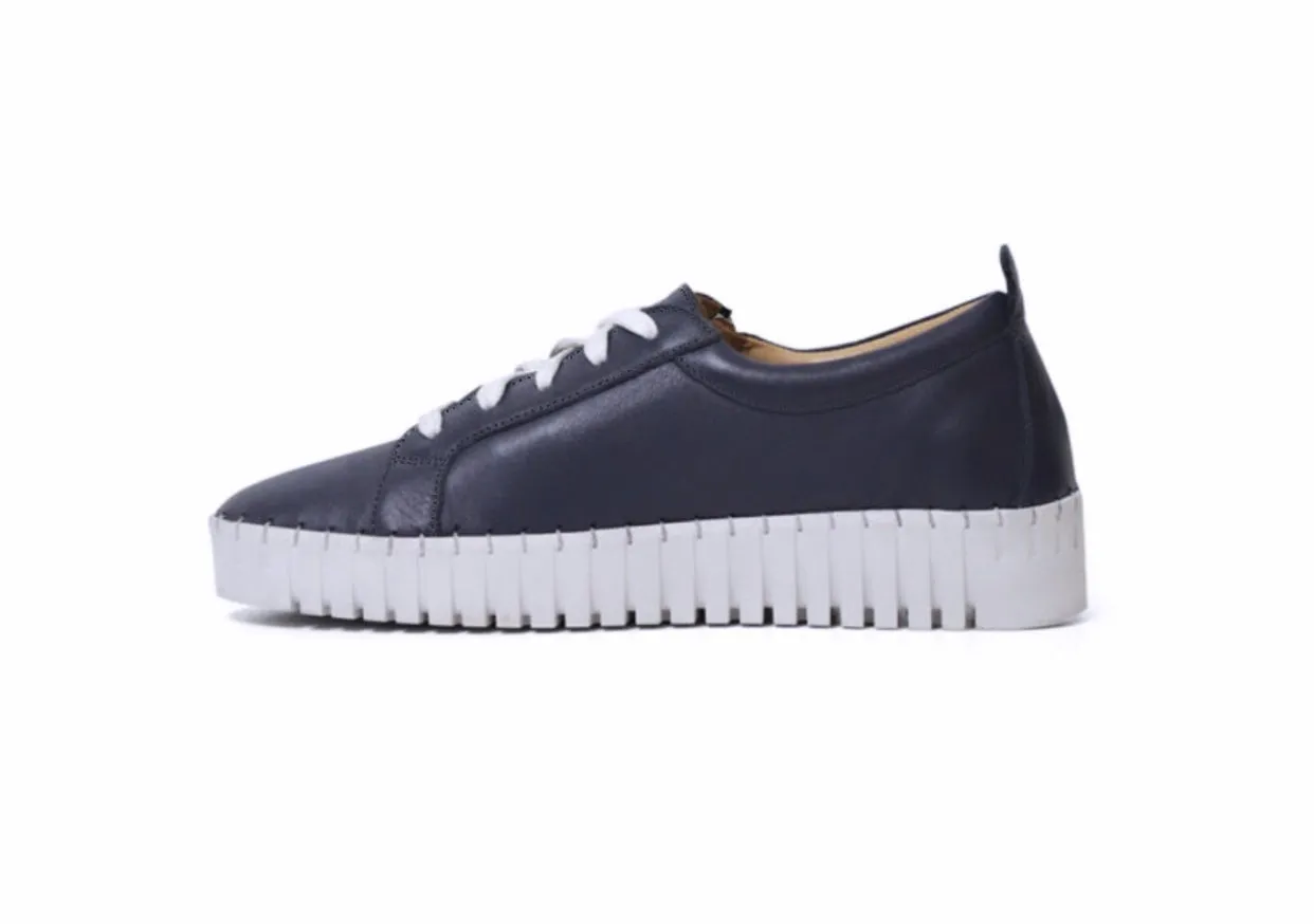 Bueno Orsola Navy Blue 5 Eyelet Zip Shoe Made In Turkey