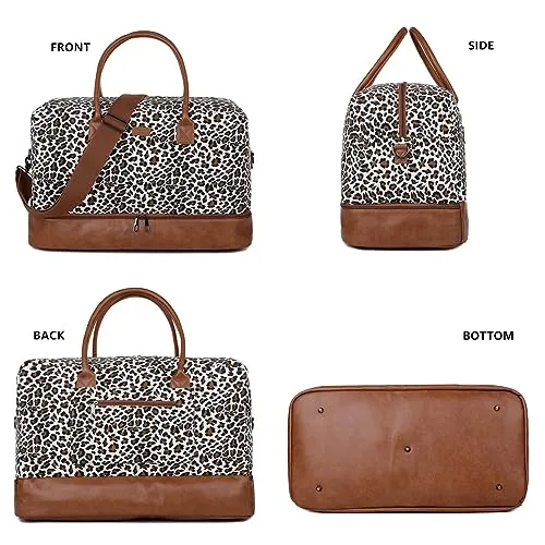 Canvas Travel Bag Weekend Bag Canvas Travel Duffel Weekender Bag Hand Luggage with Shoe Compartment and Toilet Bag