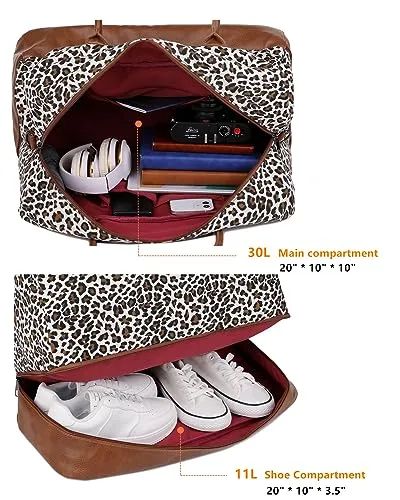 Canvas Travel Bag Weekend Bag Canvas Travel Duffel Weekender Bag Hand Luggage with Shoe Compartment and Toilet Bag