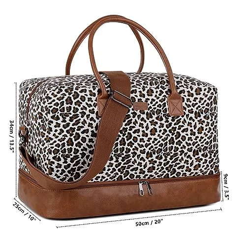 Canvas Travel Bag Weekend Bag Canvas Travel Duffel Weekender Bag Hand Luggage with Shoe Compartment and Toilet Bag