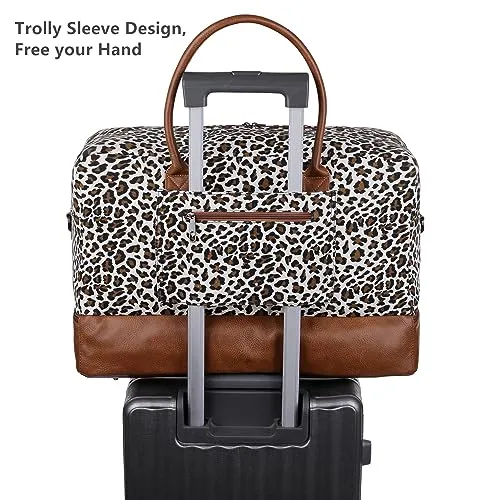 Canvas Travel Bag Weekend Bag Canvas Travel Duffel Weekender Bag Hand Luggage with Shoe Compartment and Toilet Bag