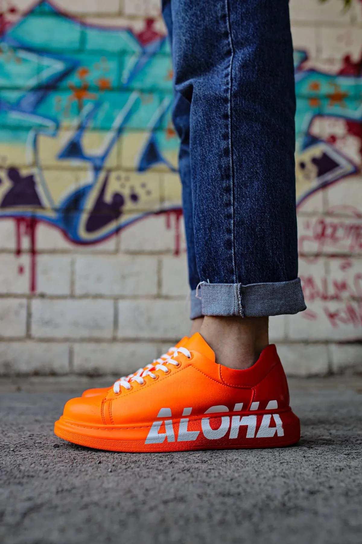 CH254 Men's Unisex Red-Orange Casual Sneaker Sports Shoes