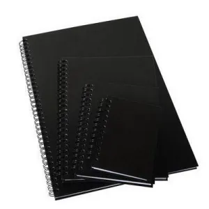 Cumberland Leathergrain Notebook Spiral Bound Feint Ruled 100 Leaf A4 Black