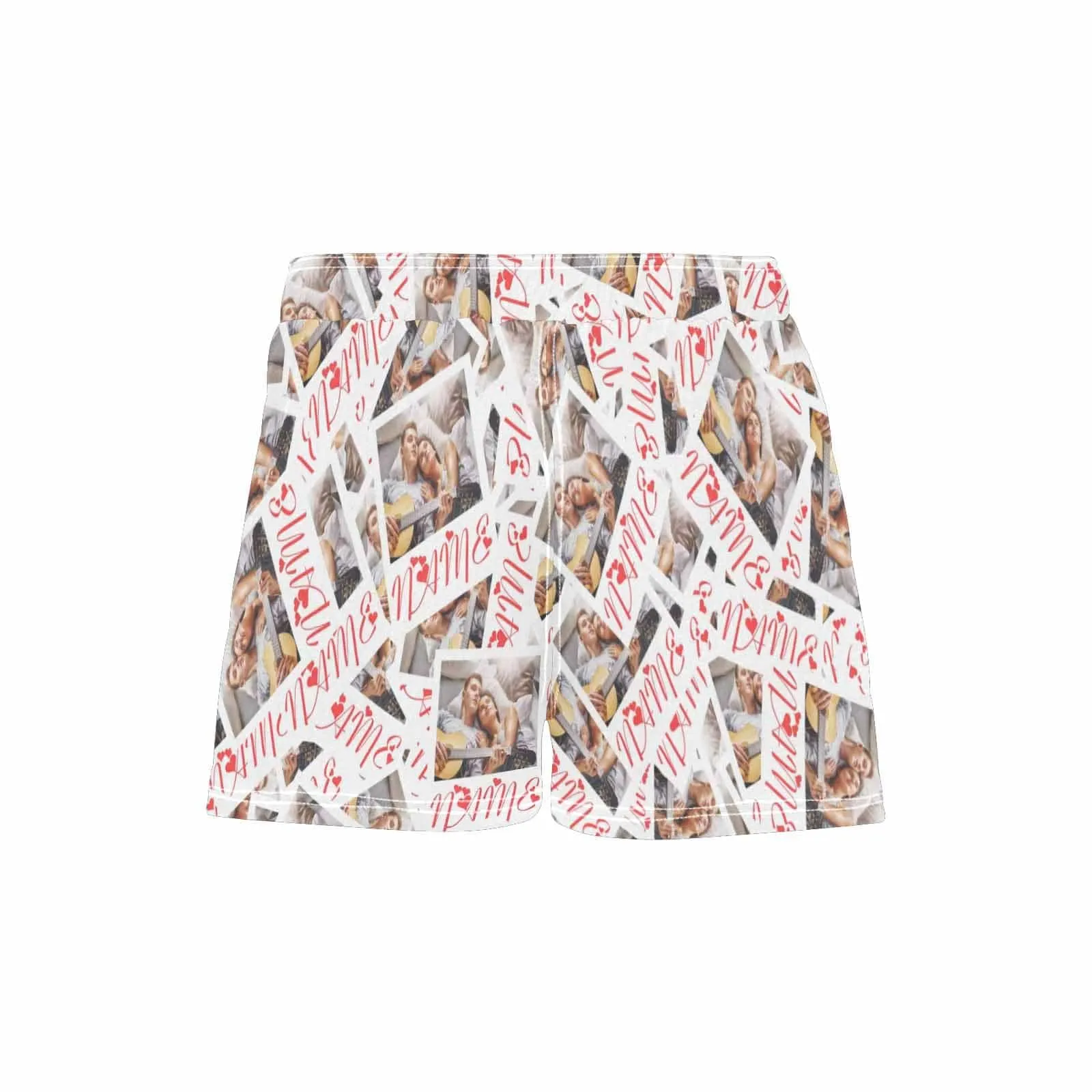 Custom Photo&Name Loving Couple Women's Casual Board Shorts Swim Trunks Made for You Custom Shorts