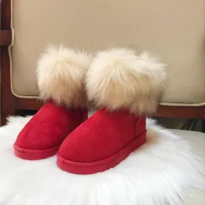Fur Leather Leopard Ankle Snow Flat Boots