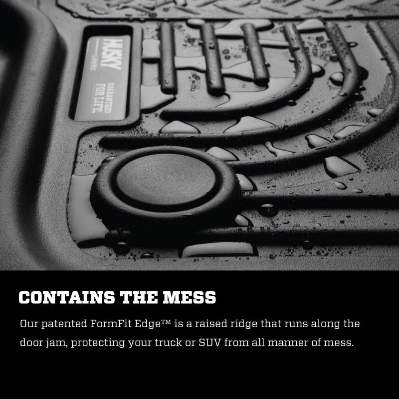 Husky Liners WeatherBeater Front / 2nd Row Floor Liner - Black / Textured - Factory Storage Box - Super Duty - Crew Cab - Ford Fullsize Truck 2017-24
