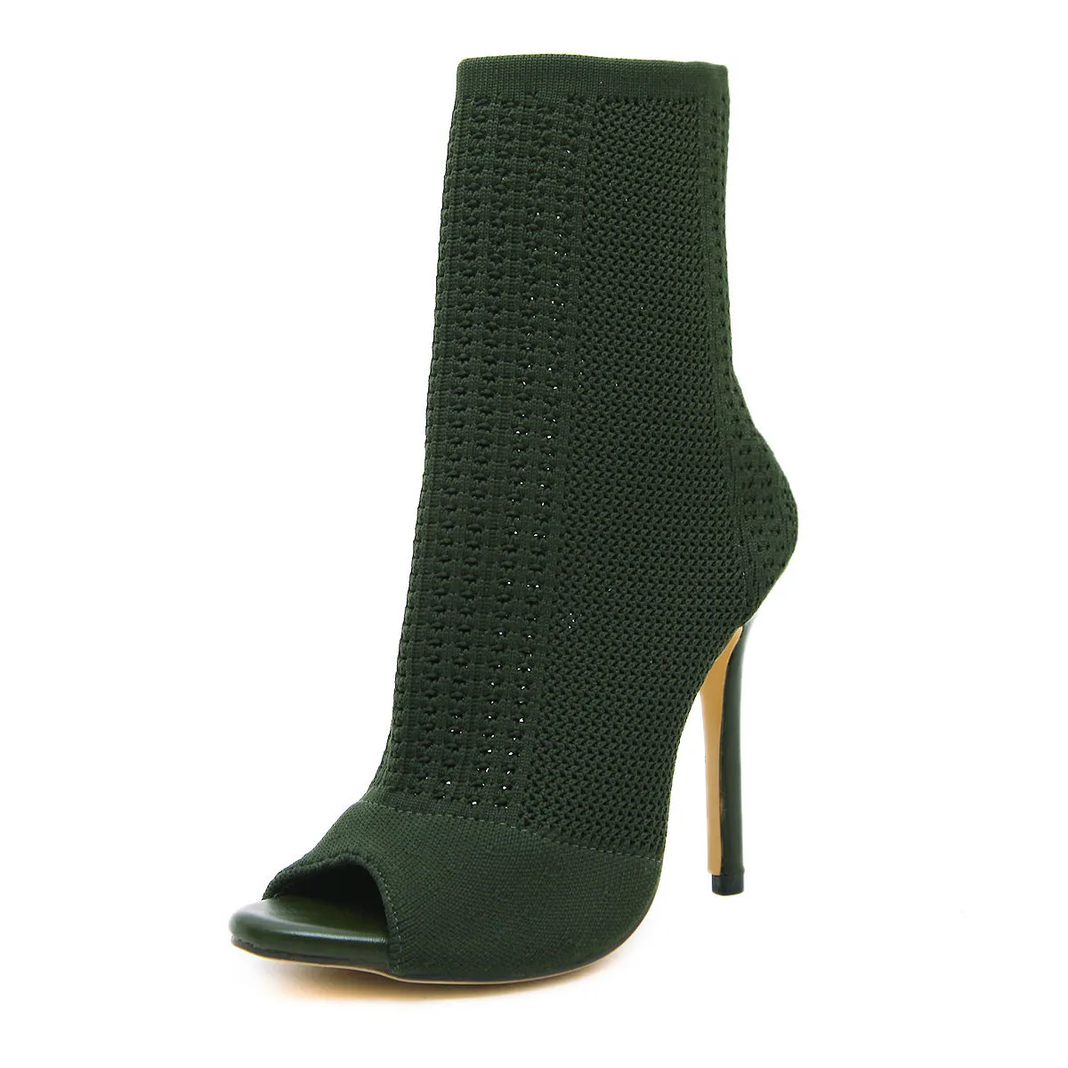 New Knitted Wool Fish Mouth High Heel Boots