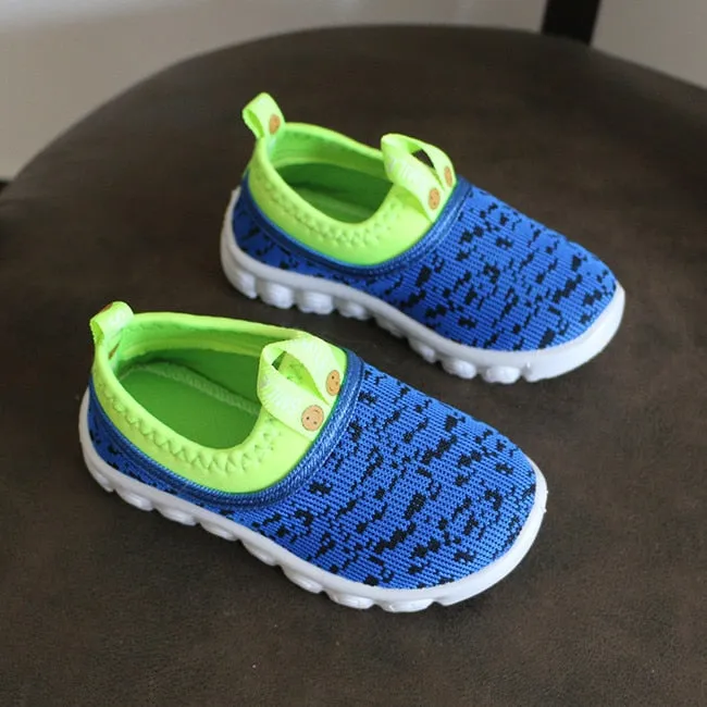 New Soft Kids Shoes Candy Color Woven Fabric Air Mesh Sneakers