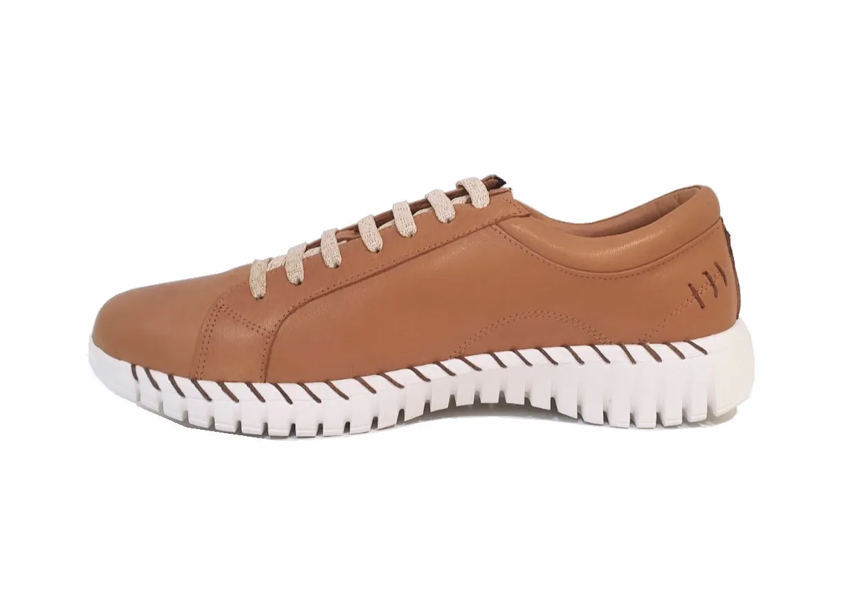 Sala Europe Bibi Coconut Light Tan 7 Eyelet Zip Shoe Made In Turkey
