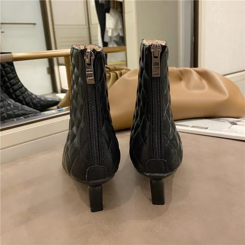 Sexy PU Pointed Toe Low Heel Ankle Boots
