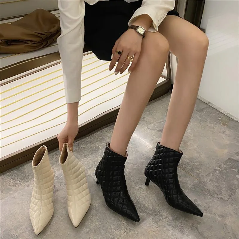 Sexy PU Pointed Toe Low Heel Ankle Boots