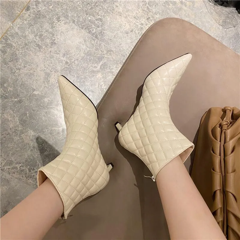 Sexy PU Pointed Toe Low Heel Ankle Boots