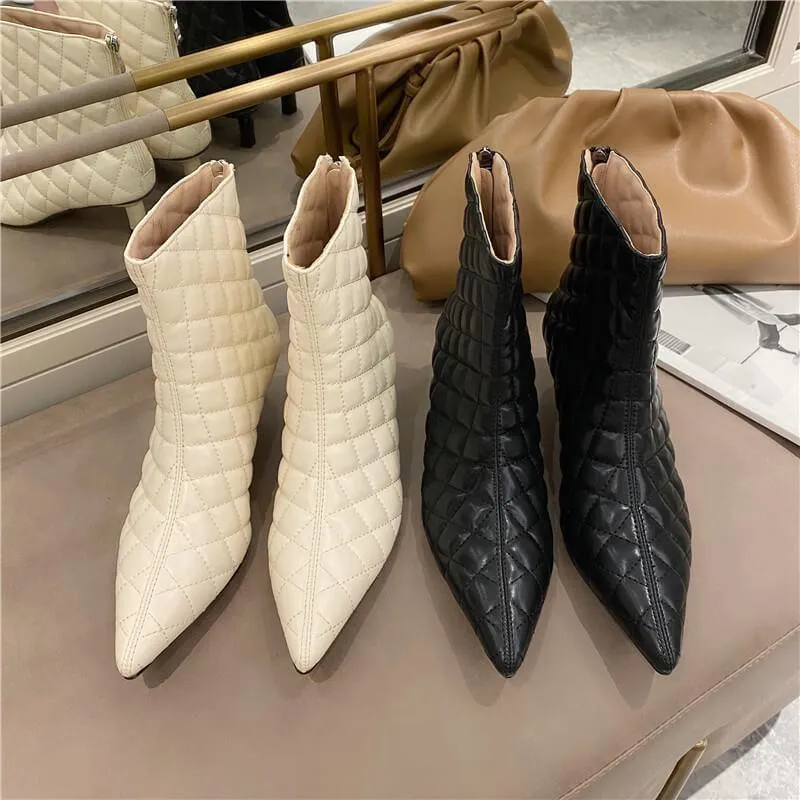 Sexy PU Pointed Toe Low Heel Ankle Boots