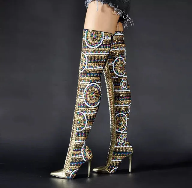 Sometimes -sequences knee high boots