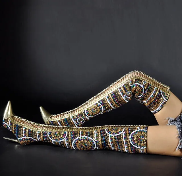Sometimes -sequences knee high boots