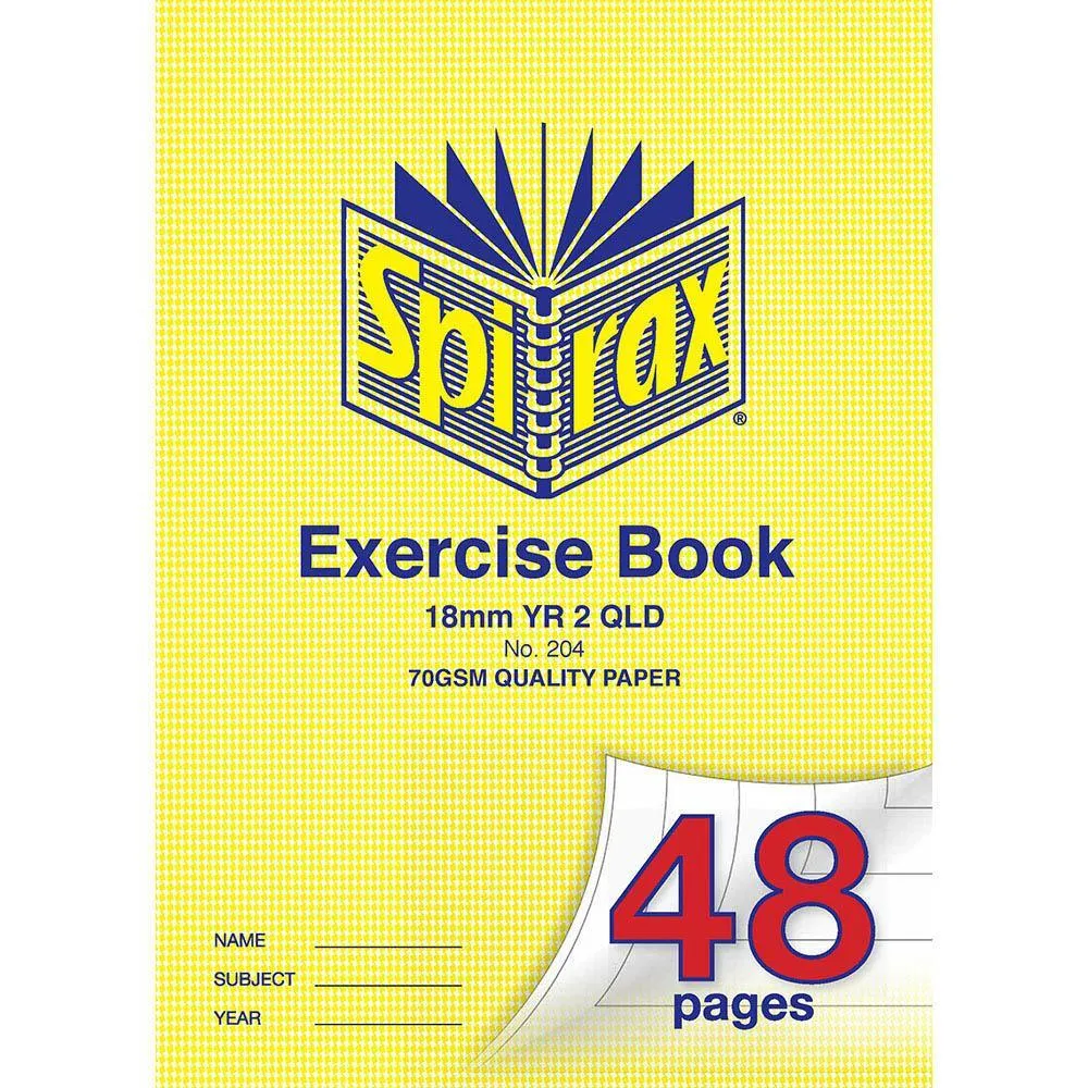 Spirax 204 Exercise Book Ruled Year 2 18Mm 70Gsm 48 Page A4