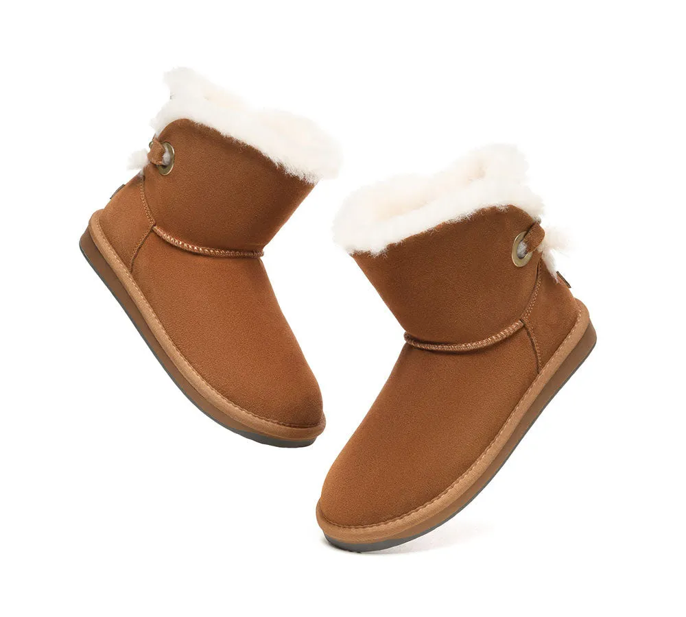 Women Ankle Sheepskin Boots With Adjustable Strap Mariel