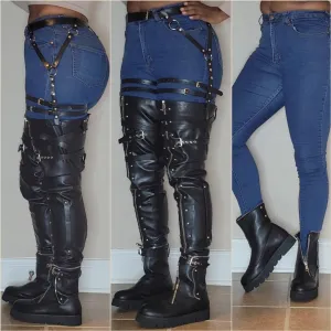 Zipper Garter Flat Boots